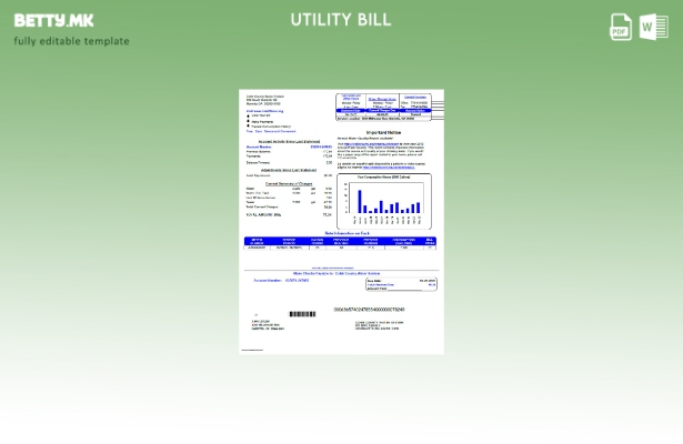 Модерен стил шаблон за комунални сметки за воден систем на округот Коб во САД